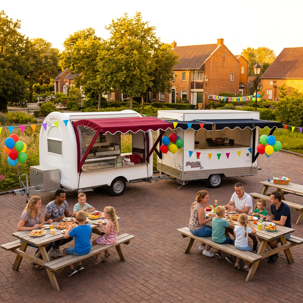 Foodtrailer op locatie bij een evenement